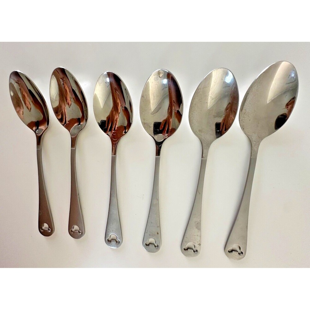 Disney Stainless Flatware Replacement TableSpoon 7" 6 Pc Set Mickey Mouse Cutout